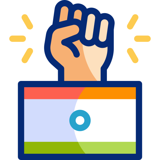 hand raised india flag